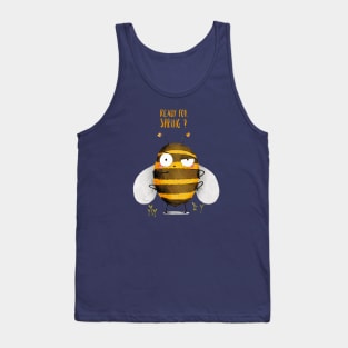 Ready for spring, watercolor funny bee Tank Top